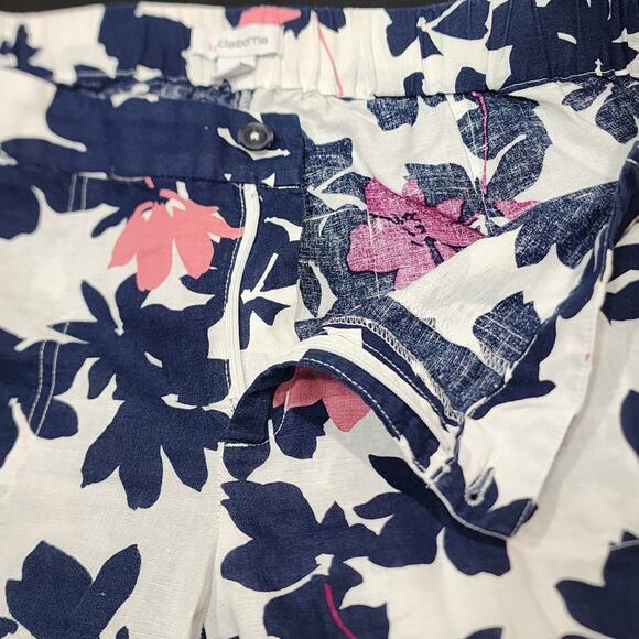 Liz Claiborne Pants Large Linen Blend Floral Wide-Leg Fun Boho Colorful Beach - Picture 7 of 12